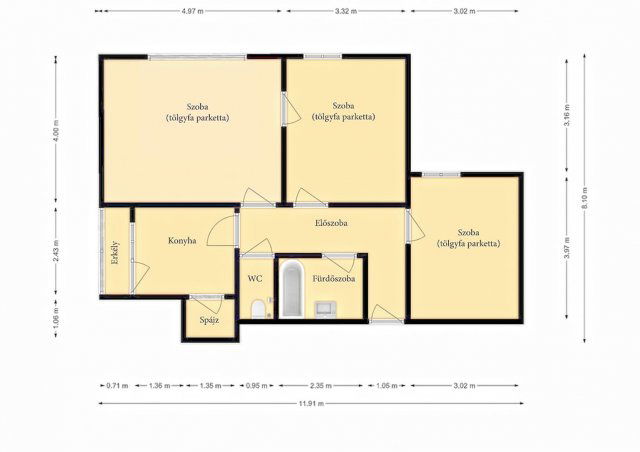Eladó téglalakás, Pécsett 62 M Ft, 3 szobás