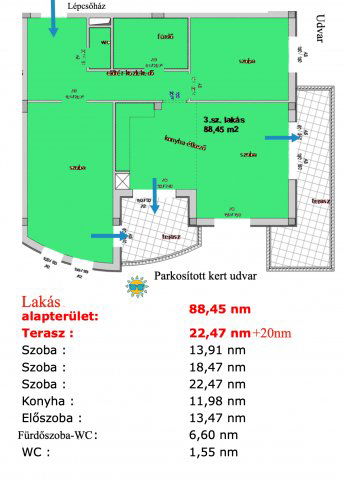 Eladó téglalakás, Budapesten, X. kerületben 129.9 M Ft, 3 szobás