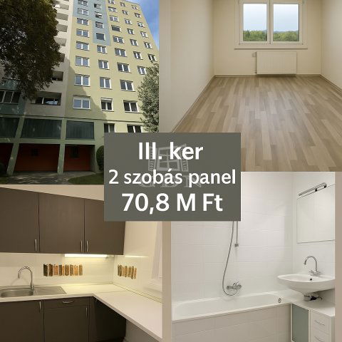 Eladó panellakás, Budapesten, III. kerületben 70.8 M Ft, 2 szobás
