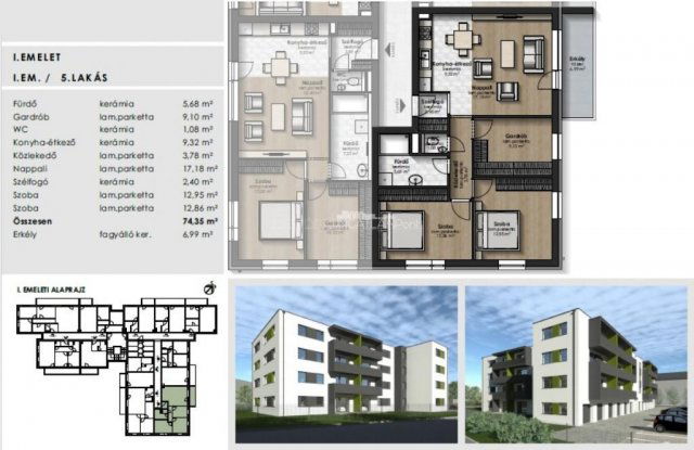 Eladó téglalakás, Szombathelyen 69.9 M Ft, 4 szobás