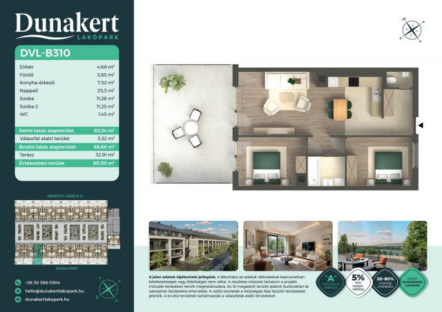 Eladó téglalakás, Vácon, Németh László utcában 91.49 M Ft