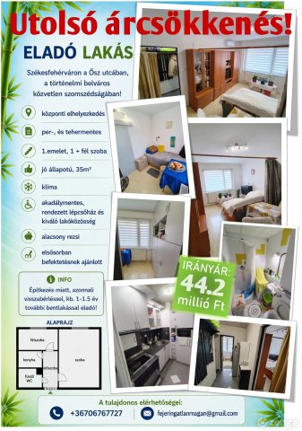 Eladó panellakás, Székesfehérvárott, Ősz utcában 44.2 M Ft