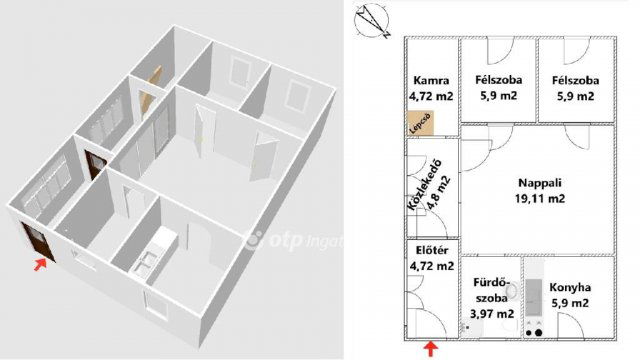 Eladó családi ház, Szarvaskőben 65 M Ft, 1+2 szobás