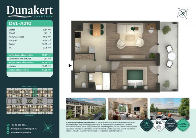 Eladó téglalakás, Vácon, Németh László utcában 69.99 M Ft