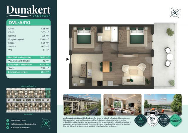 Eladó téglalakás, Vácon, Németh László utcában 81.99 M Ft