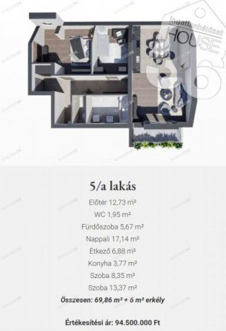 Eladó téglalakás, Kecskeméten 94.5 M Ft, 3 szobás