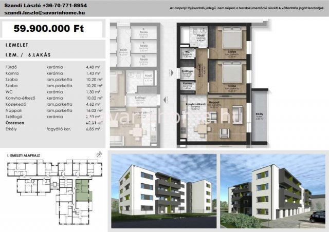 Eladó téglalakás, Szombathelyen 59.9 M Ft, 3 szobás