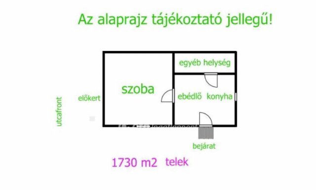 Eladó családi ház, Tiszavasváriban 3.2 M Ft, 1 szobás