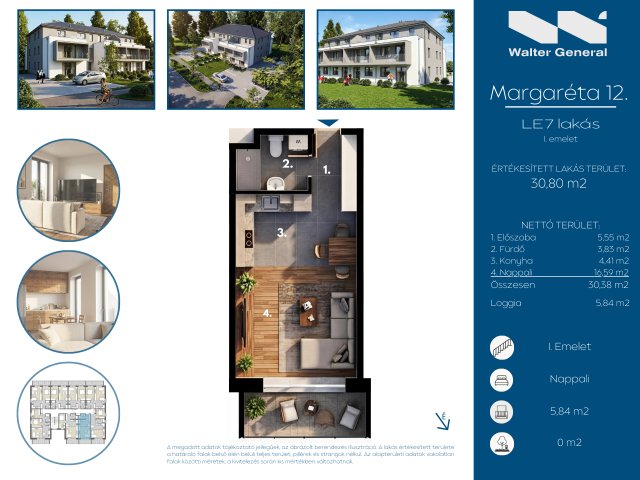 Eladó téglalakás, Hegyeshalomban 32.88 M Ft, 1 szobás