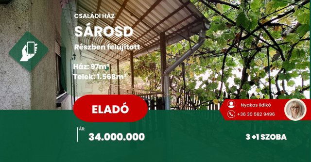 Eladó családi ház, Sárosdon 34 M Ft, 3+1 szobás