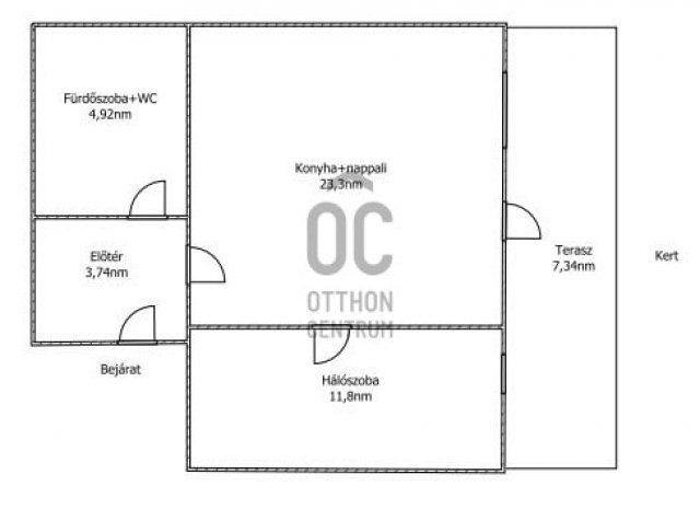 Eladó téglalakás, Komáromban 53.3 M Ft, 2 szobás