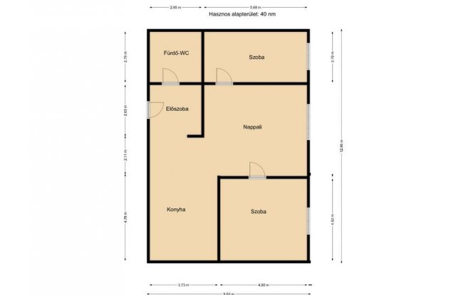 Eladó téglalakás, Komáromban 43.4 M Ft, 2 szobás