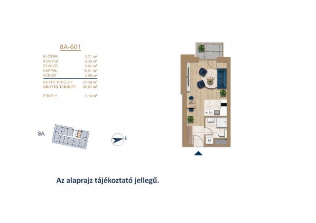 Eladó téglalakás, Budapesten, III. kerületben 61 M Ft, 1 szobás