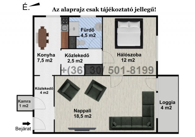 Eladó téglalakás, Debrecenben 59.5 M Ft, 2 szobás