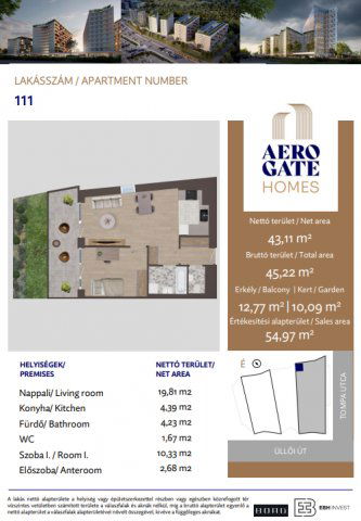 Eladó téglalakás, Budapesten, XIX. kerületben, Tompa utcában