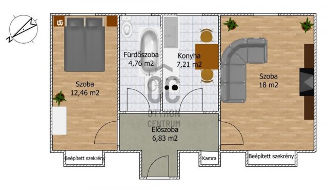 Eladó téglalakás, Ecseren 59.9 M Ft, 2 szobás