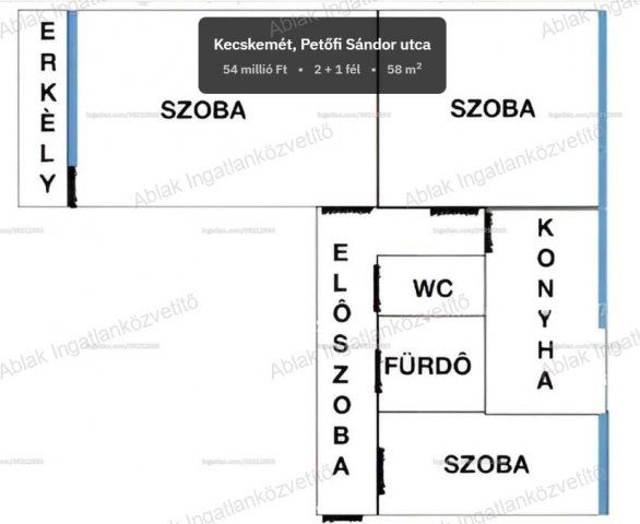 Eladó panellakás, Kecskeméten 54 M Ft, 3 szobás