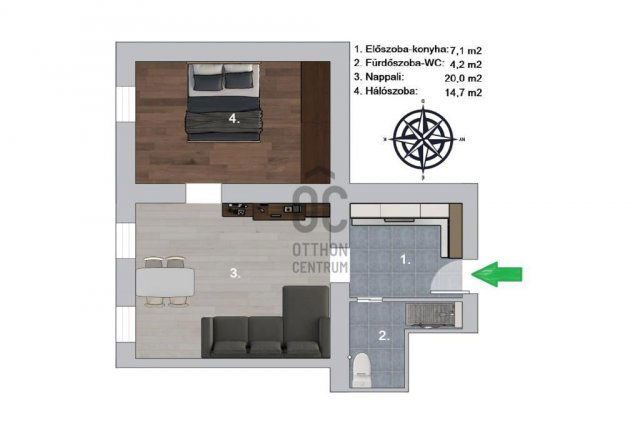 Eladó téglalakás, Budapesten, IV. kerületben 61.9 M Ft, 2 szobás