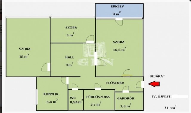 Eladó panellakás, Budapesten, IV. kerületben 77.9 M Ft, 3 szobás