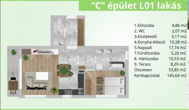 Eladó téglalakás, Tatabányán 61.928 M Ft, 2 szobás