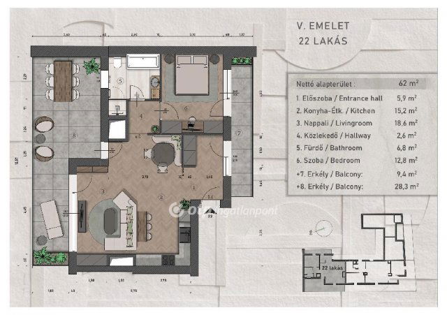 Eladó téglalakás, Budapesten, XIII. kerületben 118.91 M Ft