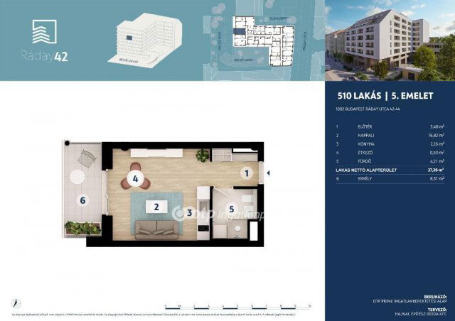 Eladó téglalakás, Budapesten, IX. kerületben 74.9 M Ft, 1 szobás