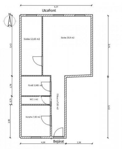 Eladó téglalakás, Pápán 52.99 M Ft, 2 szobás