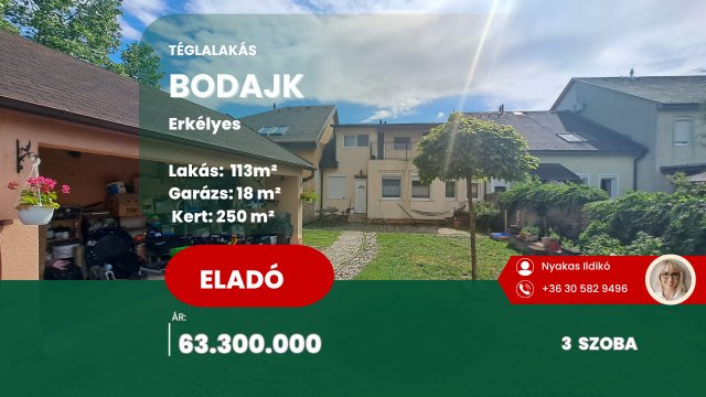 Eladó téglalakás, Bodajkon 63 M Ft, 3 szobás
