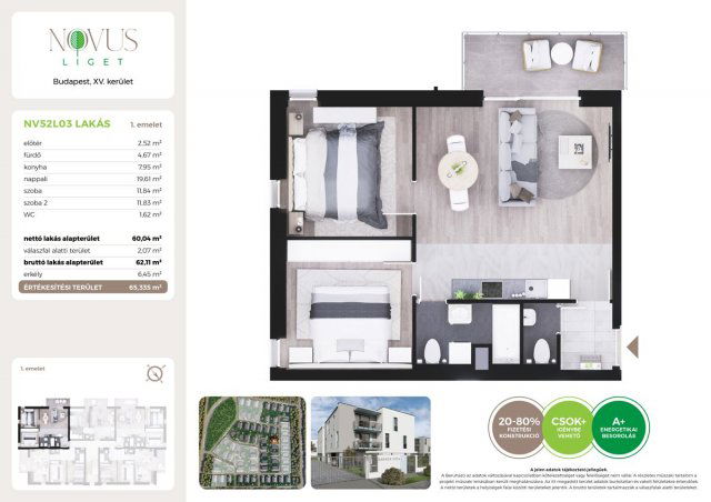 Eladó téglalakás, Budapesten, XV. kerületben, Kékszilva utcában