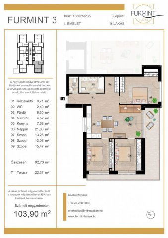 Eladó téglalakás, Budapesten, XVII. kerületben 124.68 M Ft