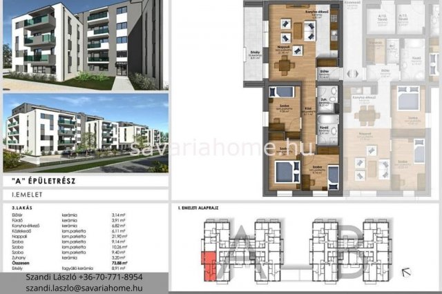 Eladó téglalakás, Szombathelyen 74.9 M Ft, 4 szobás