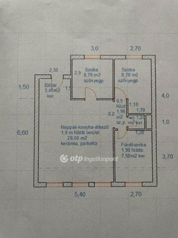Eladó téglalakás, Nyíregyházán 60.5 M Ft, 3 szobás