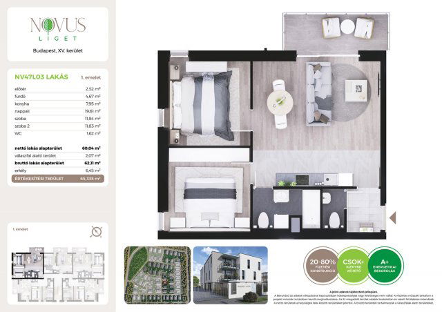 Eladó téglalakás, Budapesten, XV. kerületben, Kékszilva utcában