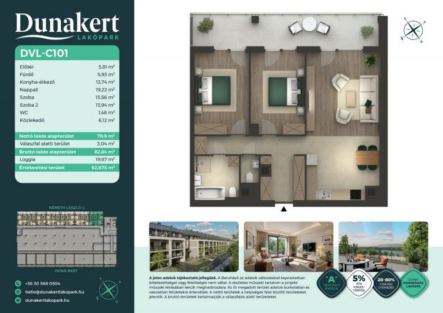 Eladó téglalakás, Vácon, Németh László utcában 86.99 M Ft