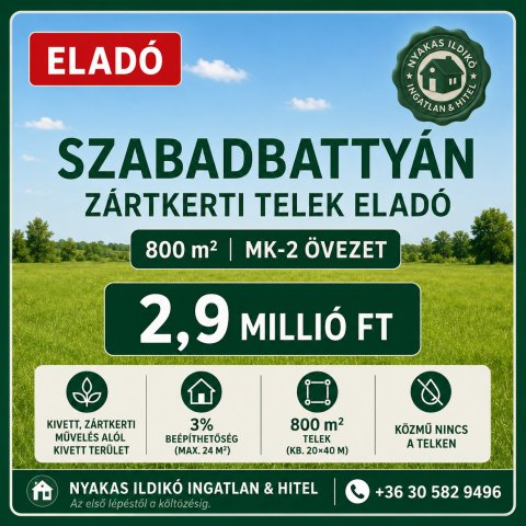 Eladó telek, Szabadbattyánban 2.9 M Ft / költözzbe.hu