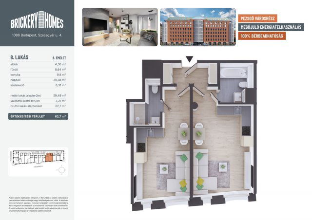 Eladó téglalakás, VIII. kerületben, Szeszgyár utcában