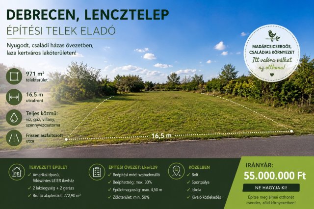 Eladó telek, Debrecenben 55 M Ft / költözzbe.hu