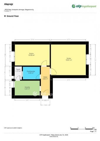 Eladó téglalakás, Pápán 36.99 M Ft, 2 szobás