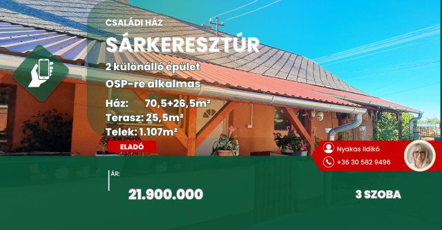 Eladó családi ház, Abában 21.9 M Ft, 3 szobás