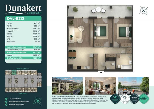 Eladó téglalakás, Vácon, Németh László utcában 87.99 M Ft