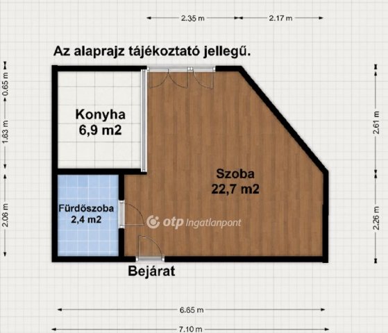 Eladó téglalakás, Győrött 41.9 M Ft, 1 szobás