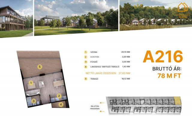 Eladó téglalakás, Balatonföldváron 78 M Ft, 1 szobás