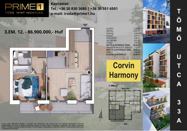 Eladó téglalakás, Budapesten, XVIII. kerületben 86.9 M Ft