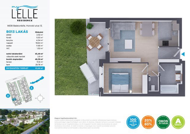Eladó téglalakás, Balatonlelleén 75.99 M Ft, 2 szobás