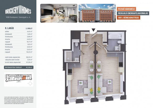 Eladó téglalakás, VIII. kerületben, Szeszgyár utcában