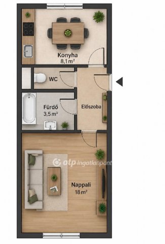 Eladó téglalakás, Budapesten, XX. kerületben 48.9 M Ft, 1 szobás