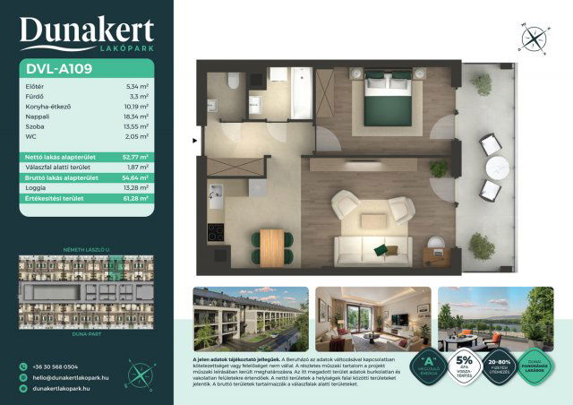 Eladó téglalakás, Vácon, Németh László utcában 68.77 M Ft