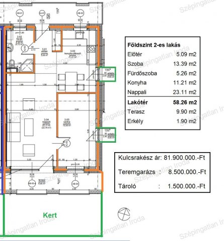Eladó téglalakás, Sopronban 89.9 M Ft, 2 szobás