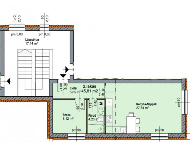 Eladó téglalakás, Szombathelyen 39.5 M Ft, 2 szobás