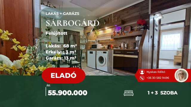 Eladó panellakás, Sárbogárdon 55.9 M Ft, 1+3 szobás